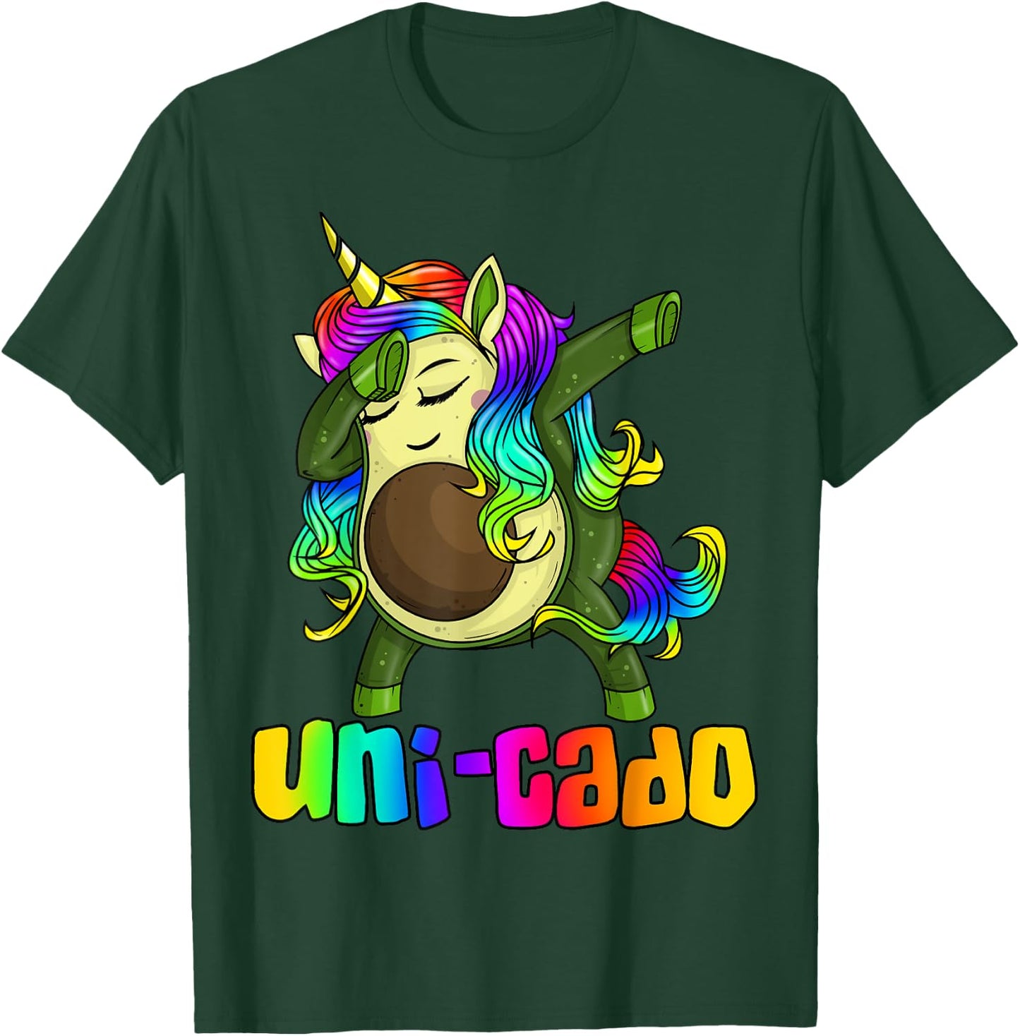 Uni Cado Dabbing Unicorn Avocado Rainbow Girl Birthday Gift T-Shirt - T-Shirt | Forest
