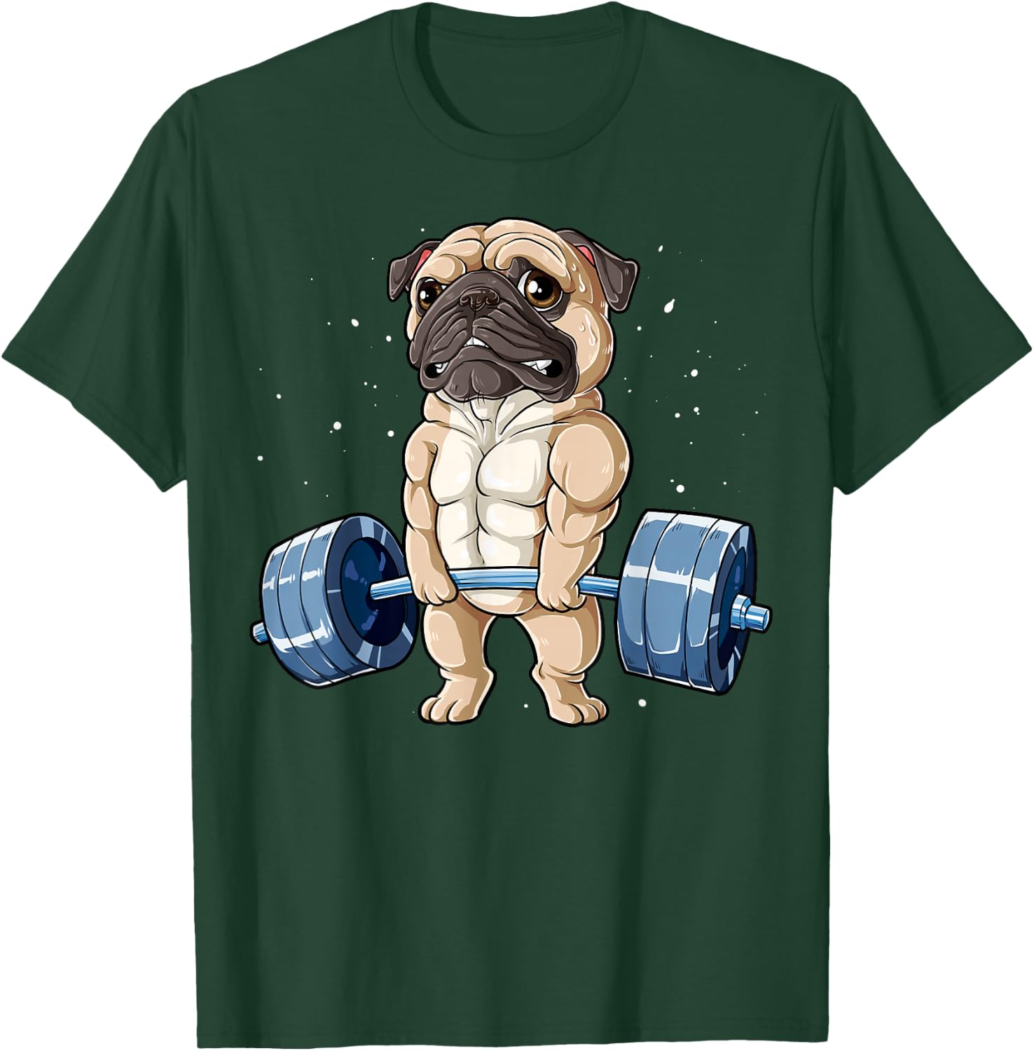 Pug Weightlifting Funny Deadlift Men Fitness Gym Workout T-Shirt - T-Shirt | Forest