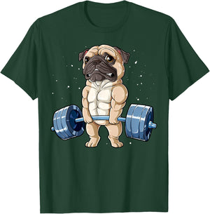 Pug Weightlifting Funny Deadlift Men Fitness Gym Workout T-Shirt - T-Shirt | Forest