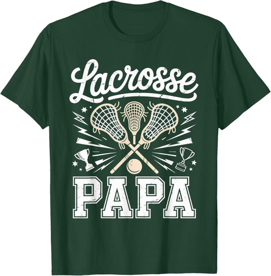 Proud Lacrosse Papa T-Shirt - T-Shirt | Forest