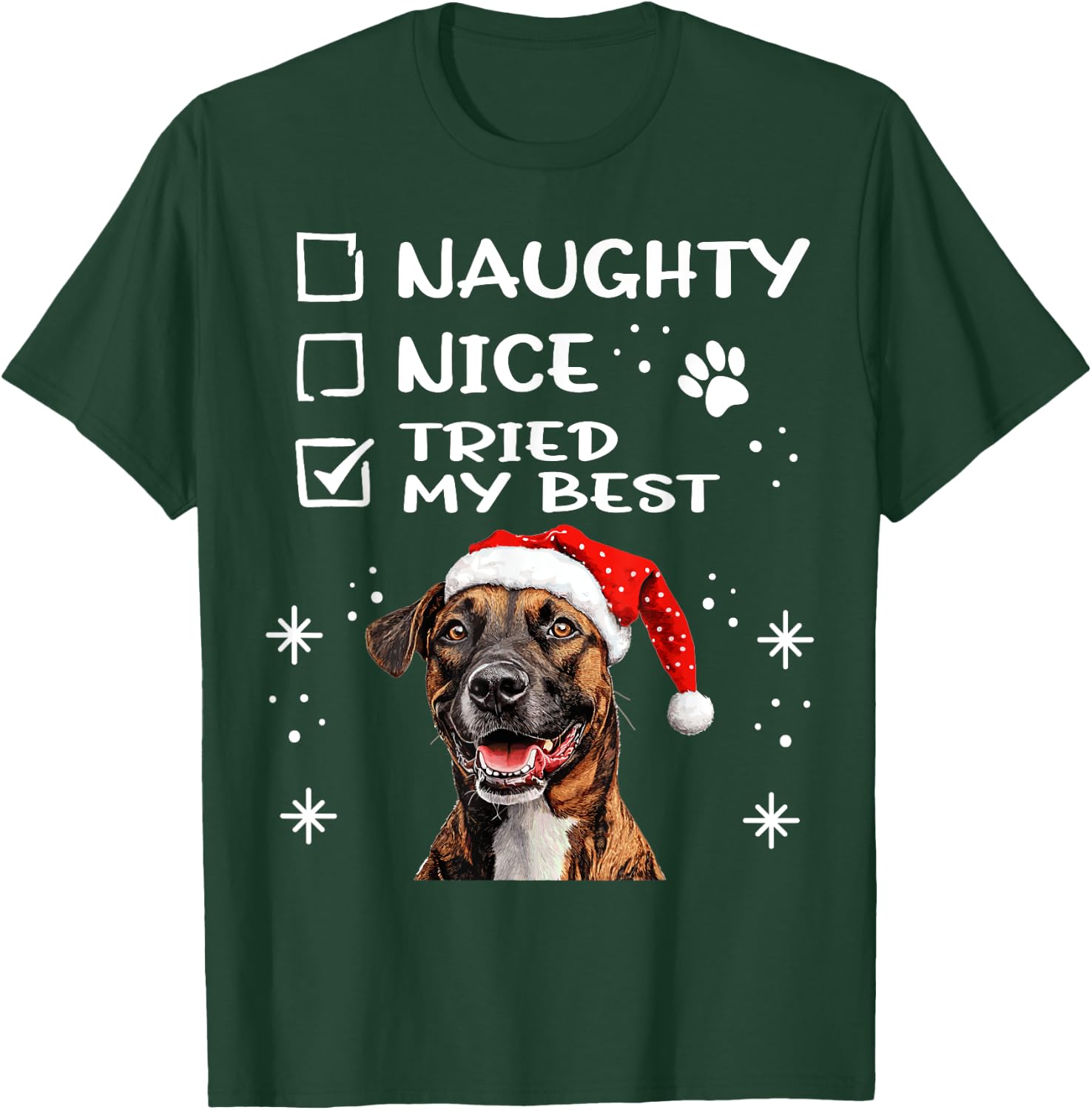 Cute Treeing Tennessee Brindle Dog Christmas Naughty Nice Men Women Kids T-Shirt - T-Shirt | Forest