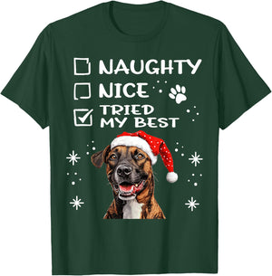 Cute Treeing Tennessee Brindle Dog Christmas Naughty Nice Men Women Kids T-Shirt - T-Shirt | Forest