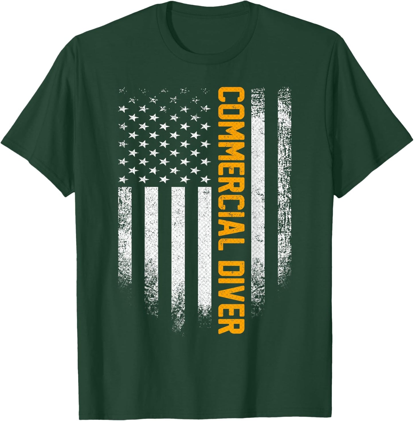 Vintage Commercial Diver Distressed American Flag Patriotic Men T-Shirt - T-Shirt | Forest