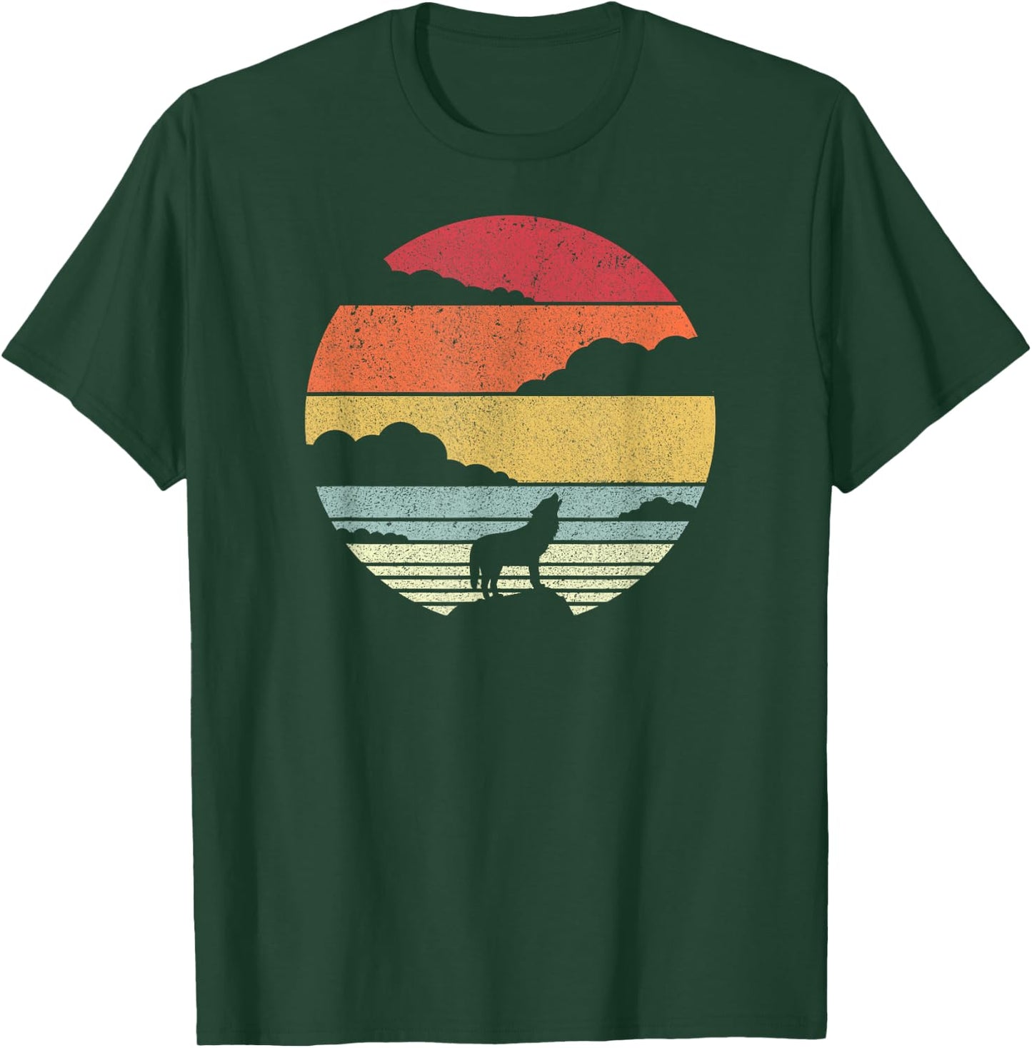Wolf Shirt. Retro Style T-Shirt - T-Shirt | Forest