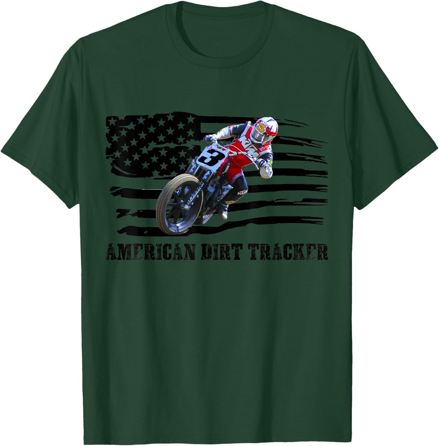 American Dirt Tracker Flat Track Racer Dirt Track Men Boys T-Shirt - T-Shirt | Forest