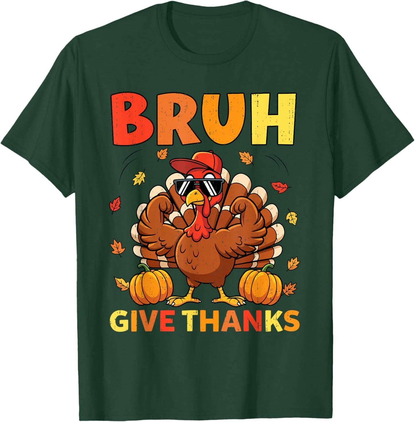 Bruh Meme Turkey Funny Fall Thanksgiving Boys Teens Kids T-Shirt - T-Shirt | Forest