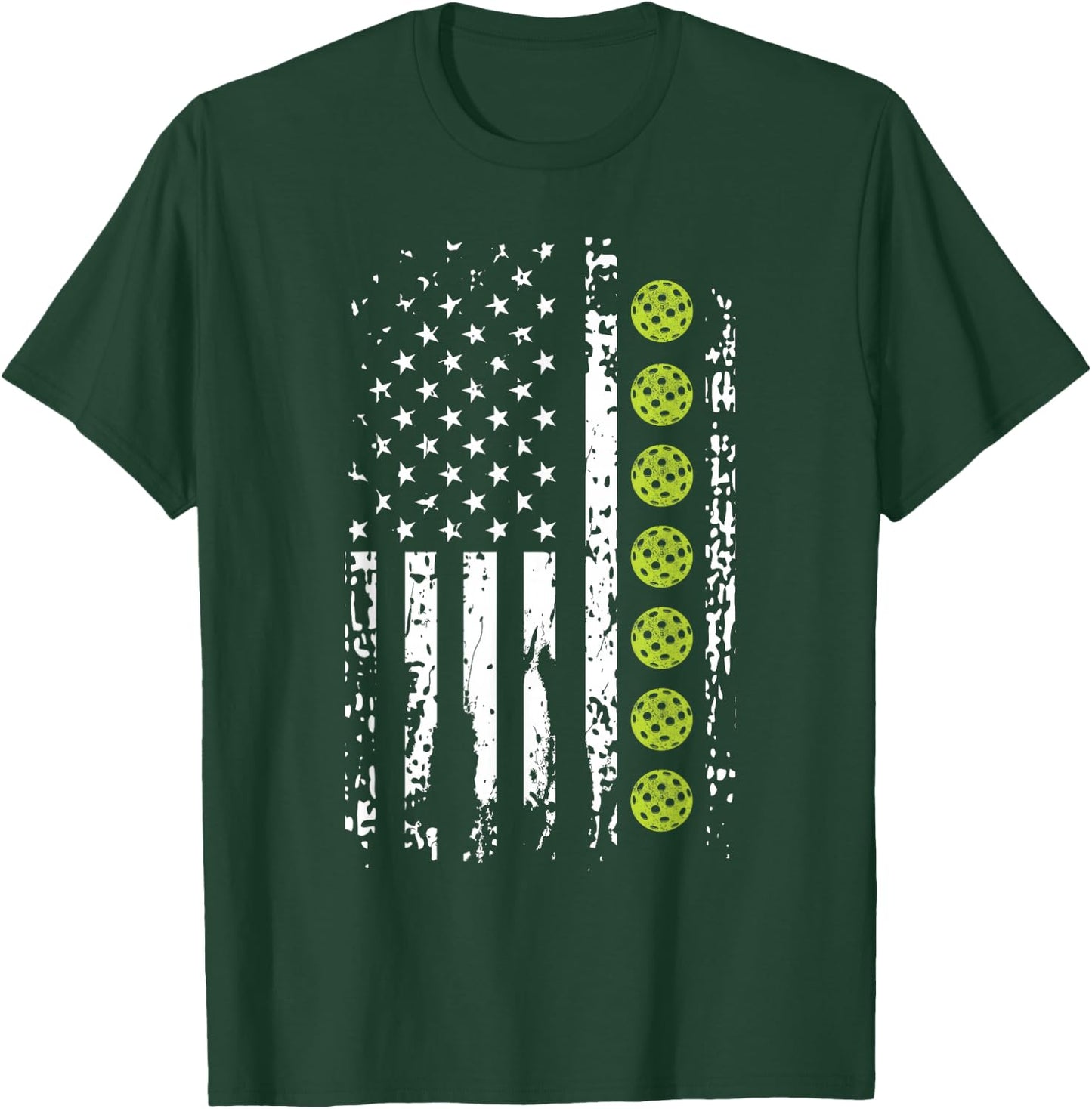 Pickleball Shirt American Flag Pickleball Player Gift T-Shirt - T-Shirt | Forest