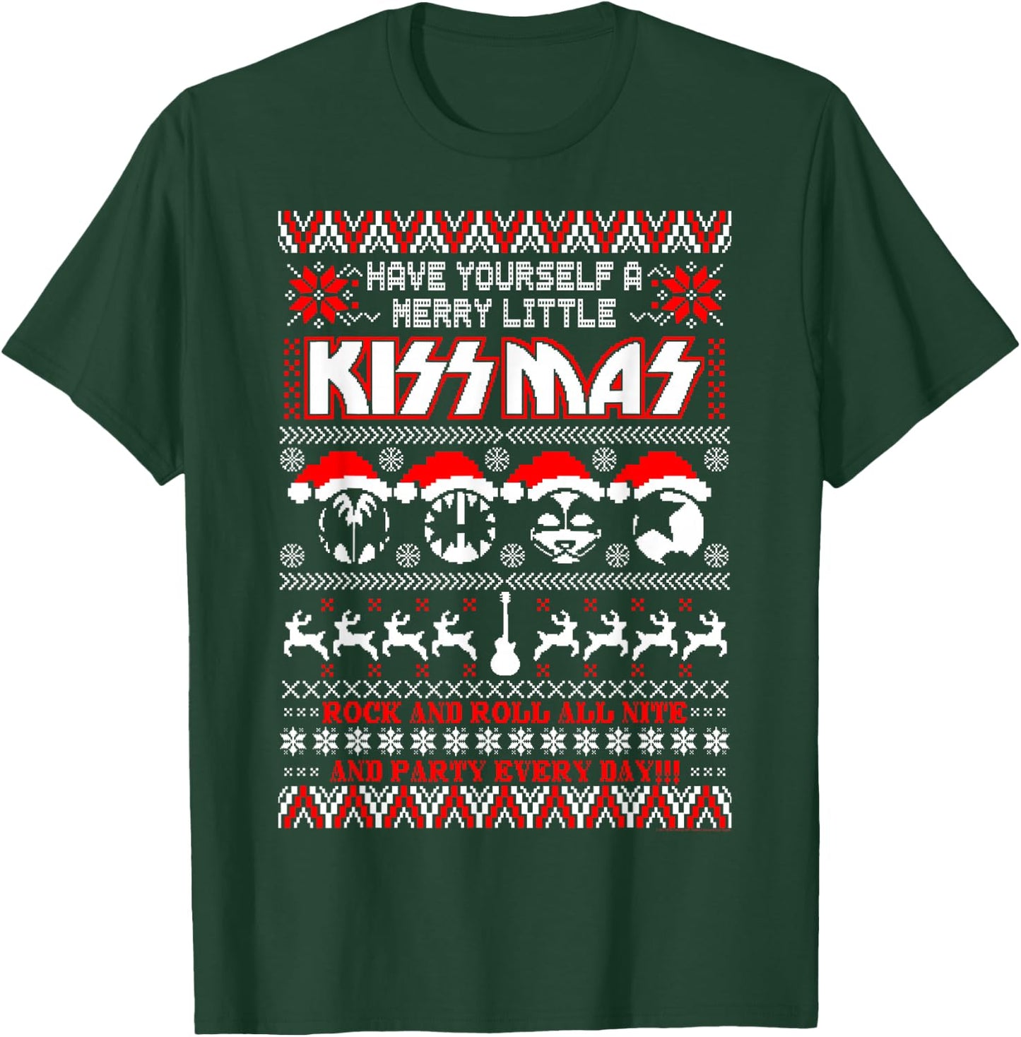KISS - Merry Little KISSmas T-Shirt - T-Shirt | Forest
