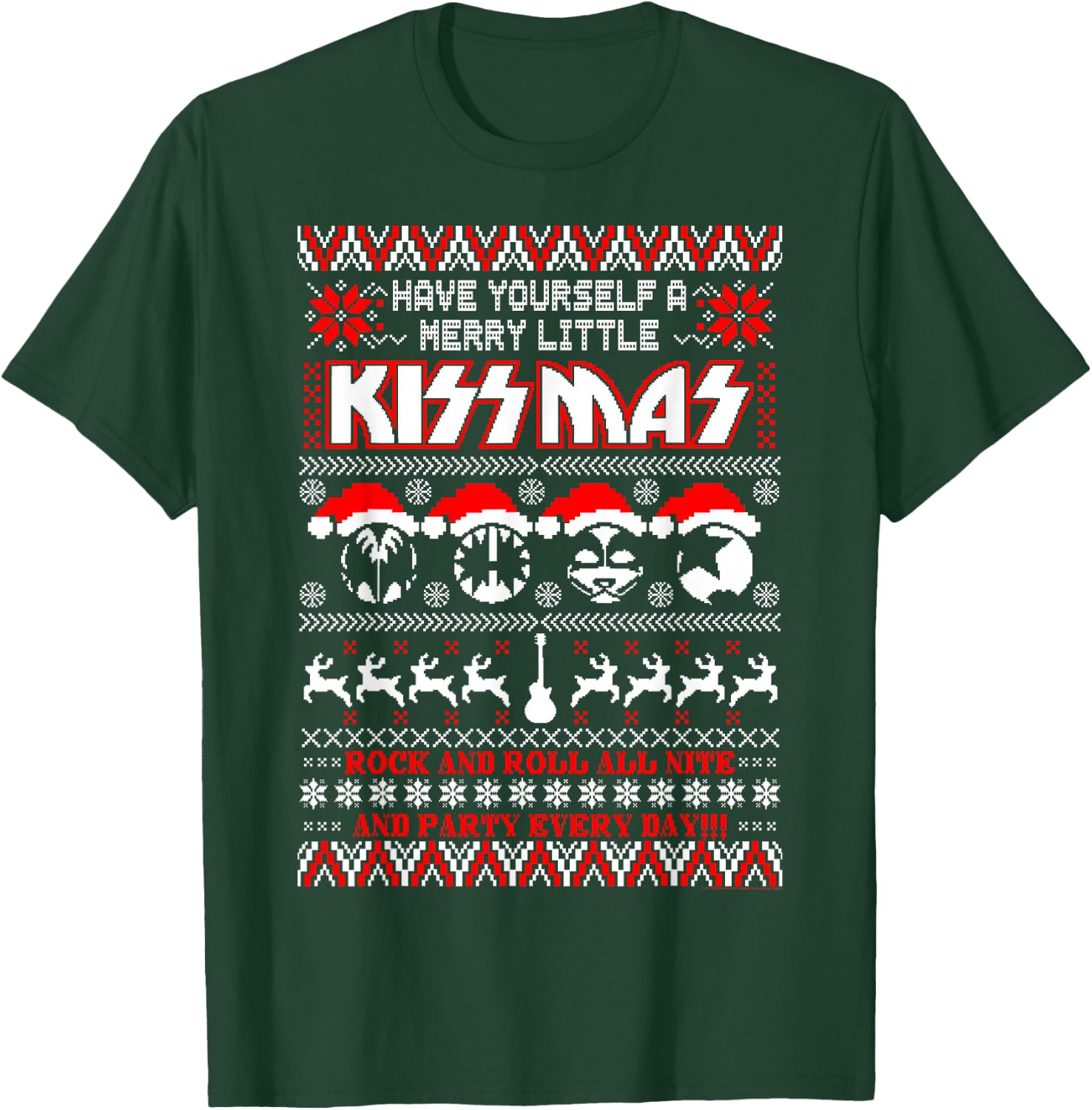 KISS - Merry Little KISSmas T-Shirt - T-Shirt | Forest