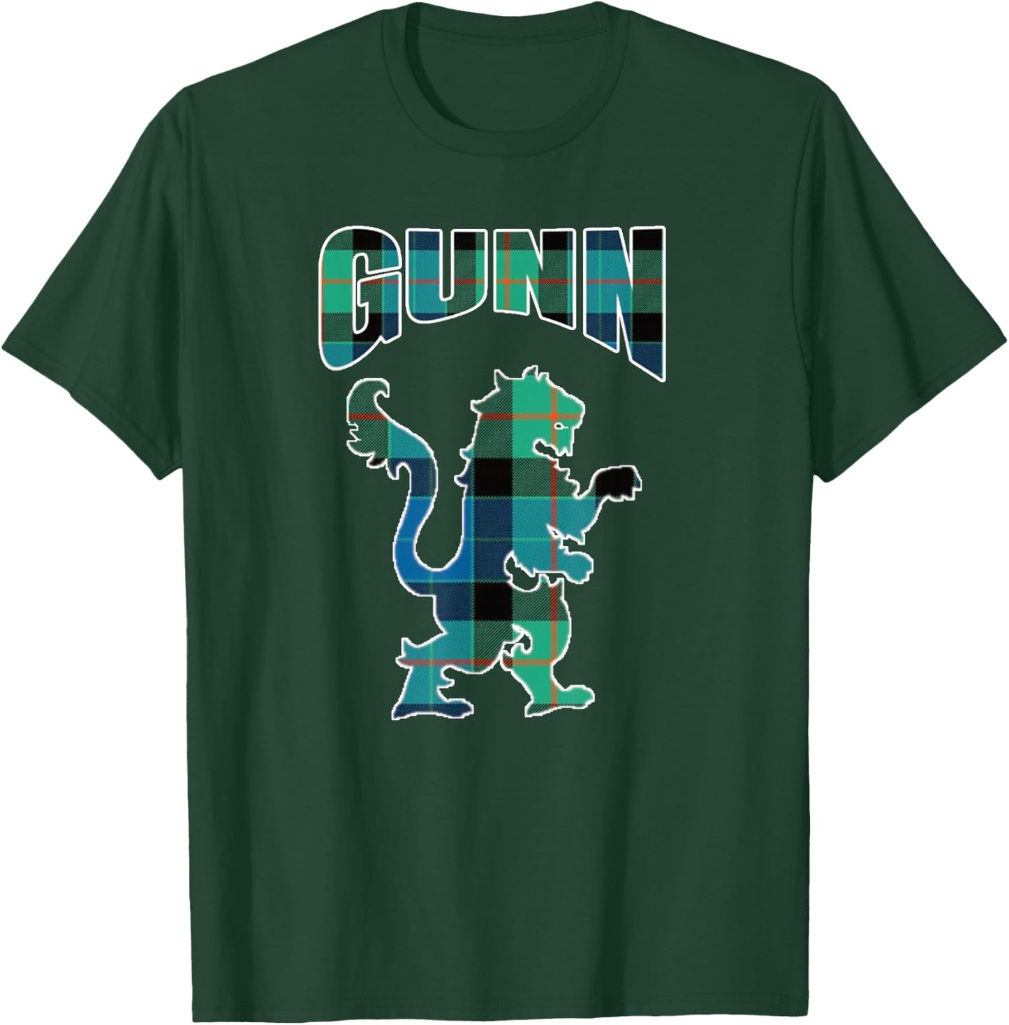 Gunn Clan Kilt Tartan Lion Namesake Scottish T-Shirt - T-Shirt | Forest