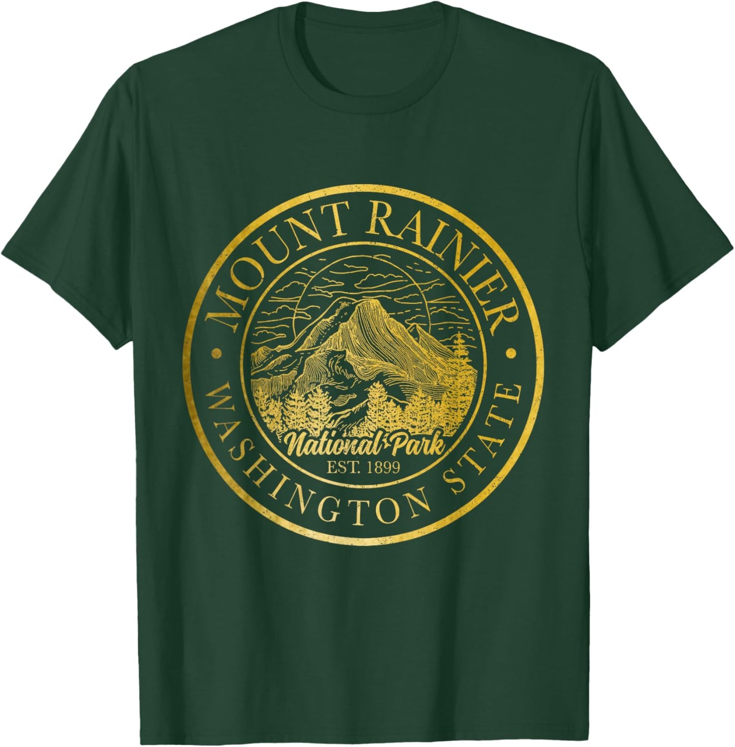 Mount Rainier Washington Mountain Mt Climbing Summit Hiking T-Shirt - T-Shirt | Forest