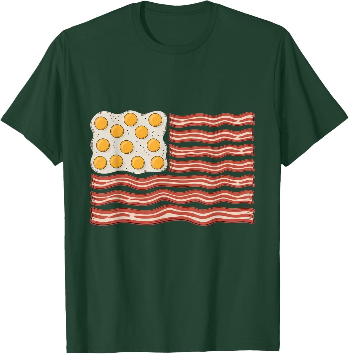 Bacon and Eggs Funny 4th of July American Flag T-Shirt - T-Shirt | Forest
