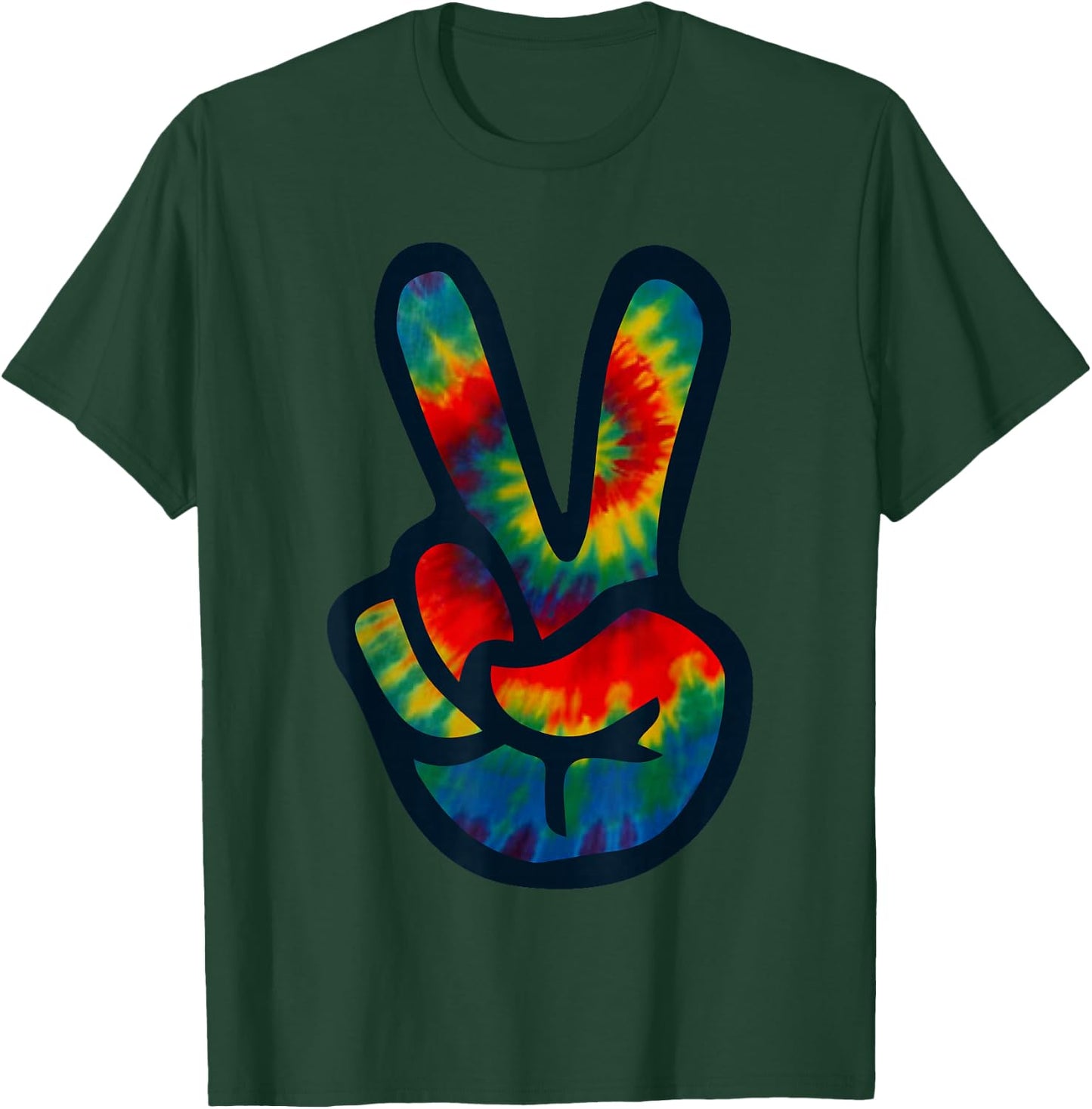 Tie Dye Peace Sign Hand | Hippies V Shirts T-Shirt - T-Shirt | Forest