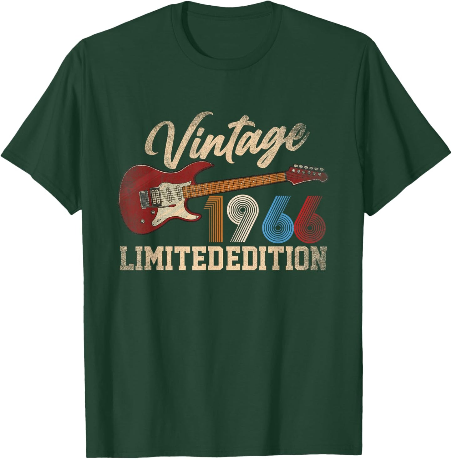 60 Years Old Gifts Vintage 1966 60th Birthday Guitar Lover T-Shirt - T-Shirt | Forest
