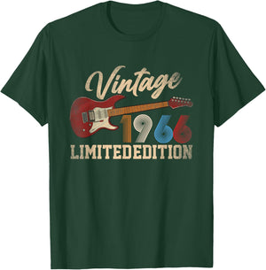 60 Years Old Gifts Vintage 1966 60th Birthday Guitar Lover T-Shirt - T-Shirt | Forest