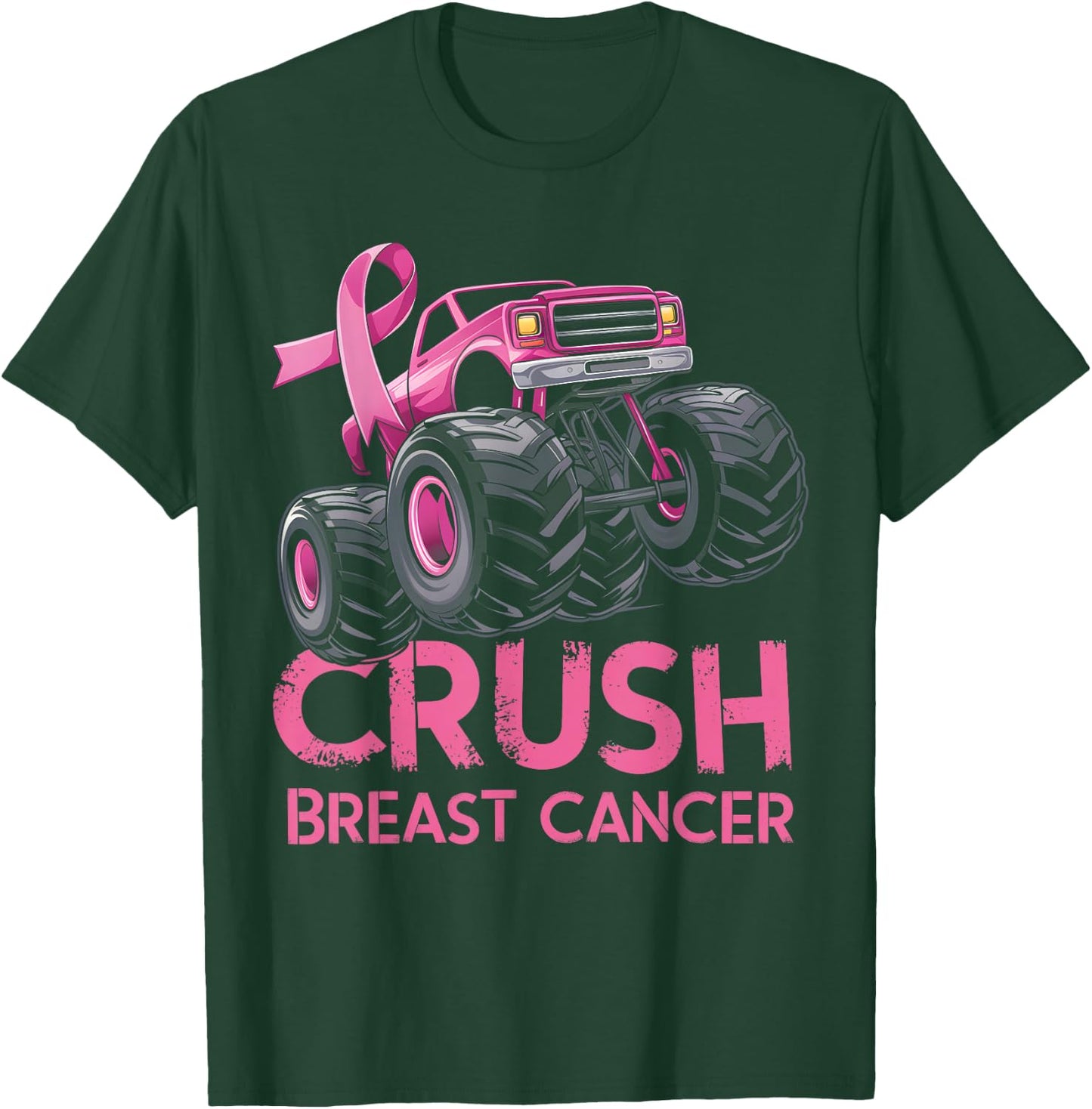 Crush Breast Cancer Awareness Truck pink for kids T-Shirt - T-Shirt | Forest