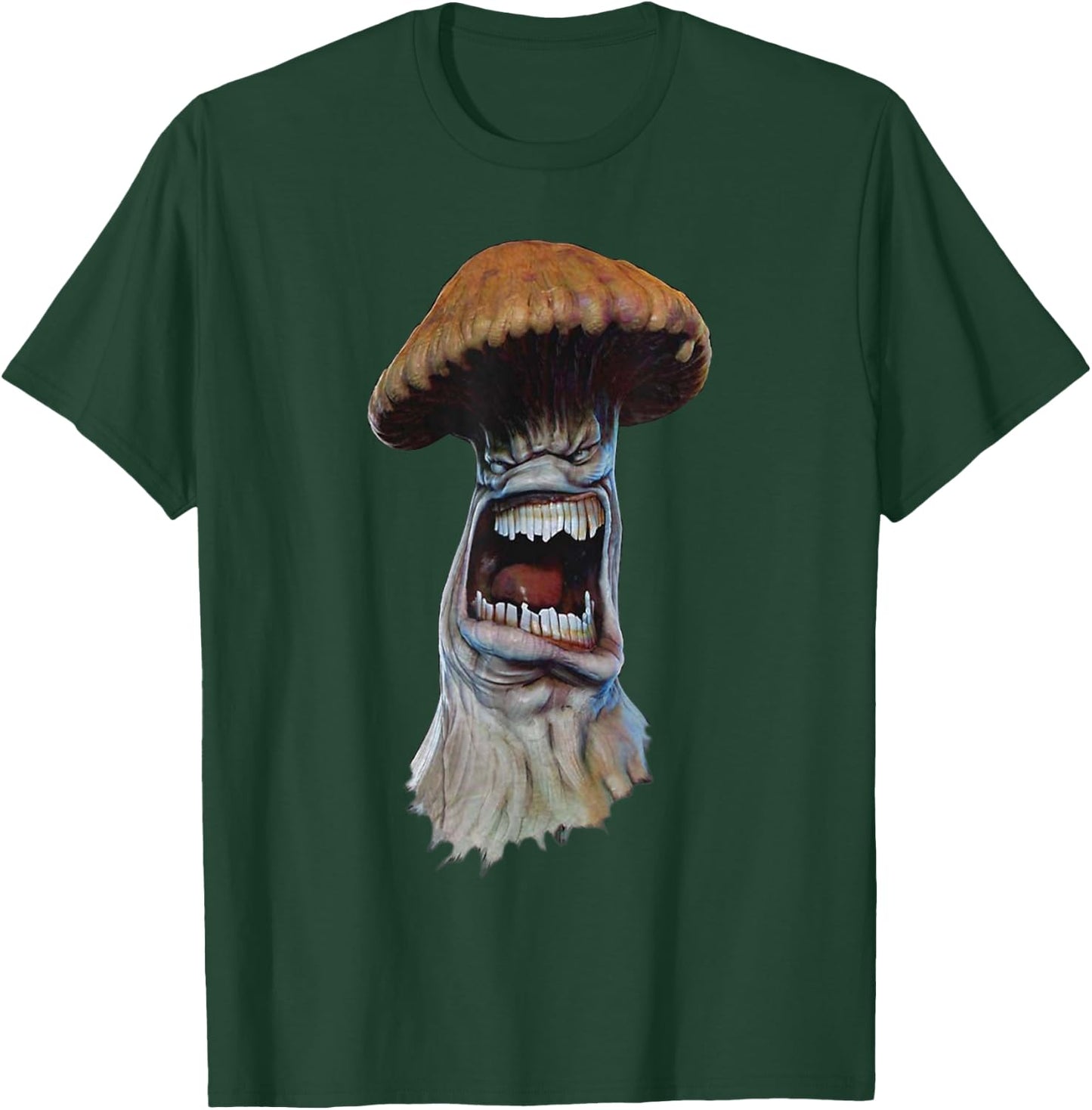 Peach-Bruh Scary Mushroom Head Art Monster Grumpy Angry T-Shirt - T-Shirt | Forest