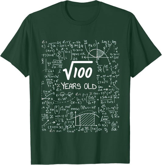 10th Birthday Graphic, Square Root of 100: 10 Years Old T-Shirt - T-Shirt | Forest