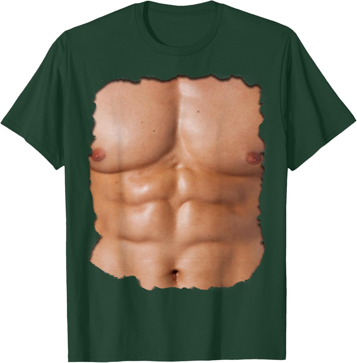 Fake Muscle Under Clothes Shirt Chest Six Pack Abs T-Shirt - T-Shirt | Forest