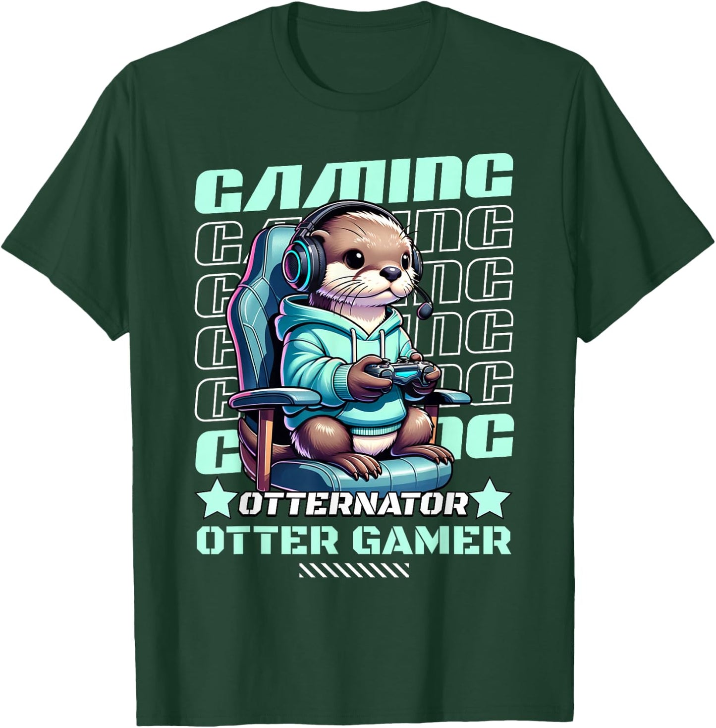Cute Gaming Otter Gamer Video Game For Kids Boys Men T-Shirt - T-Shirt | Forest