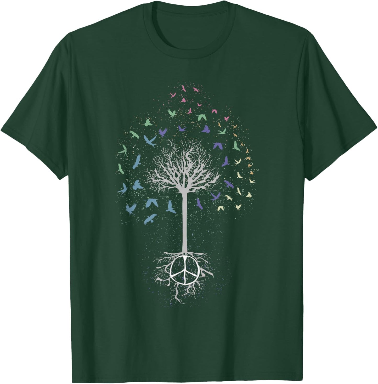 World Peace Tree Freedom Dove Birds Environment T-Shirt - T-Shirt | Forest