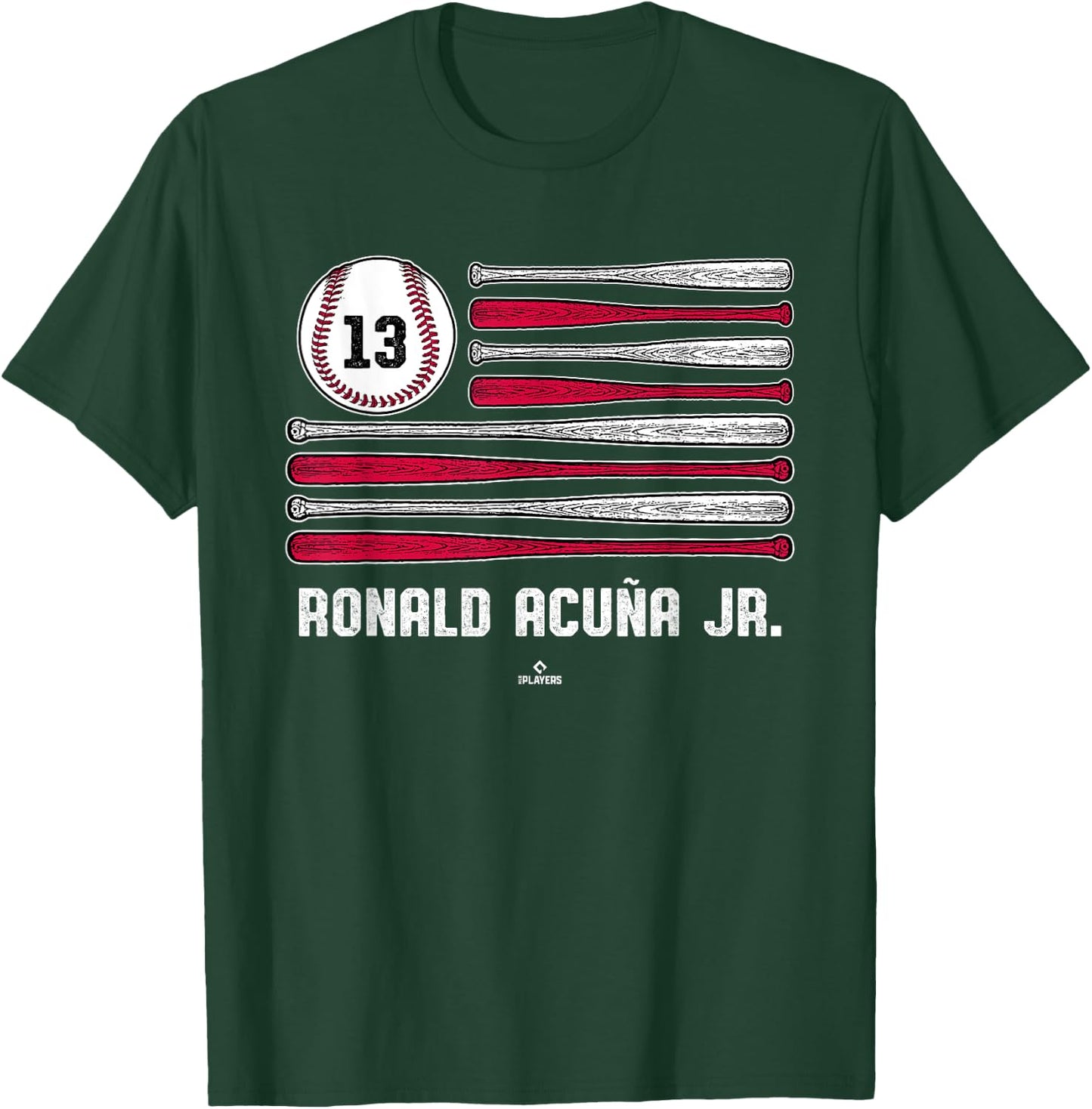 Baseball American Flag Ronald Acuña Jr. Atlanta Baseball T-Shirt - T-Shirt | Forest