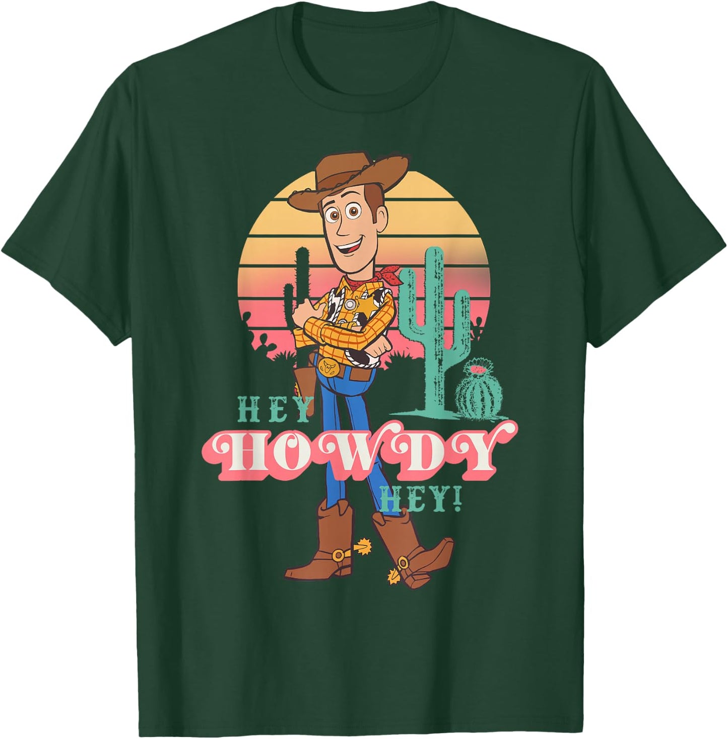 Disney Pixar Toy Story 4 Woody Hey Howdy Hey Retro Portrait T-Shirt - T-Shirt | Forest