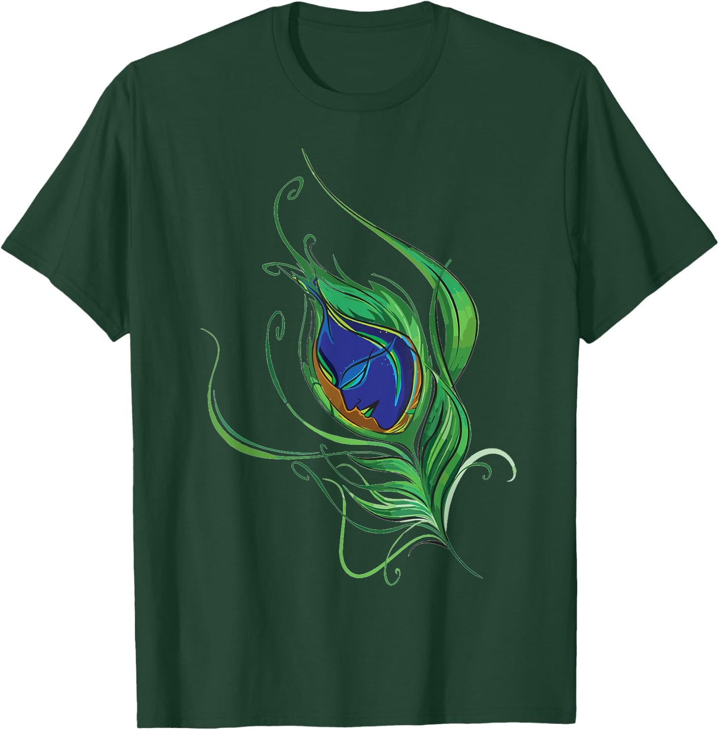 Artistic Peacock Feather Lord Krishna . T-Shirt - T-Shirt | Forest
