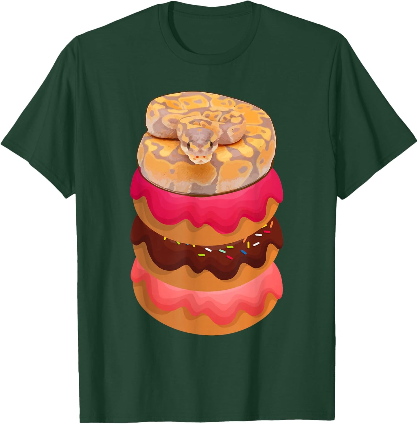 Ball Python Snake Reptile on Doughnuts Donuts Herpetologists T-Shirt - T-Shirt | Forest