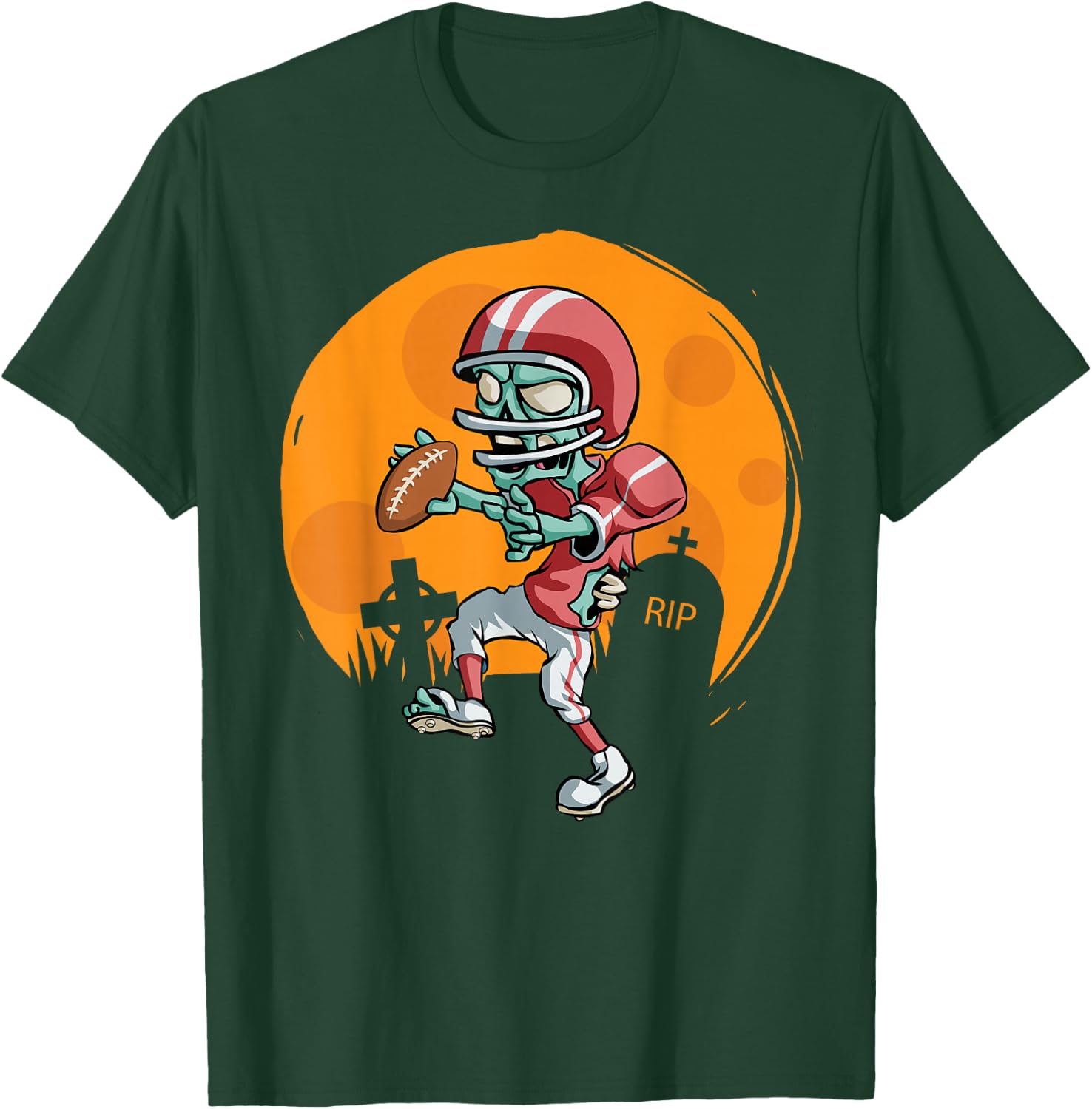Funny Football Zombie Player Halloween Football Sport Gift T-Shirt - T-Shirt | Forest