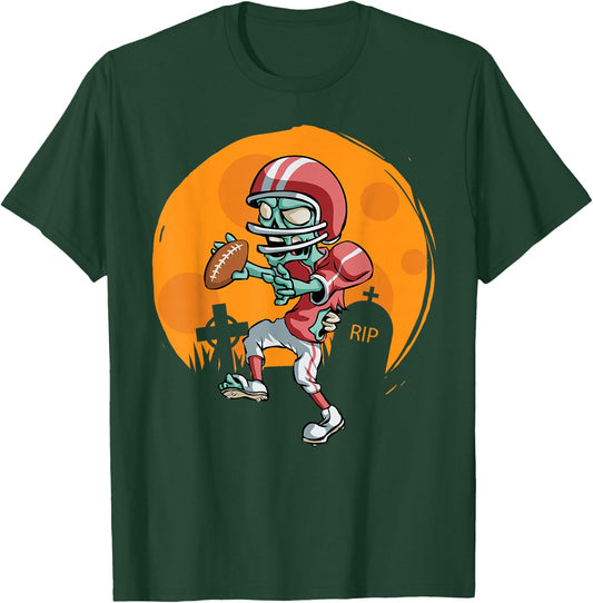 Funny Football Zombie Player Halloween Football Sport Gift T-Shirt - T-Shirt | Forest