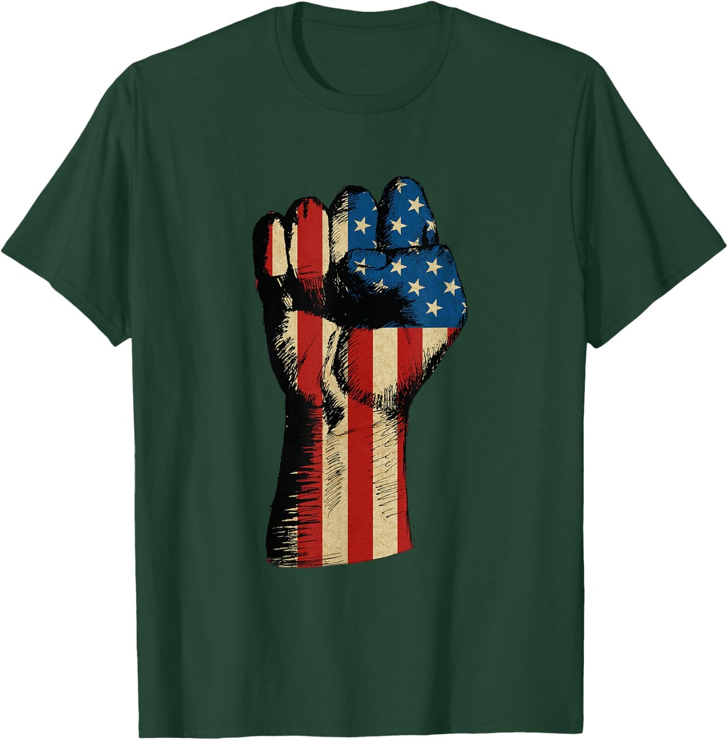 Patriotic Fist USA Flag T-Shirt - T-Shirt | Forest
