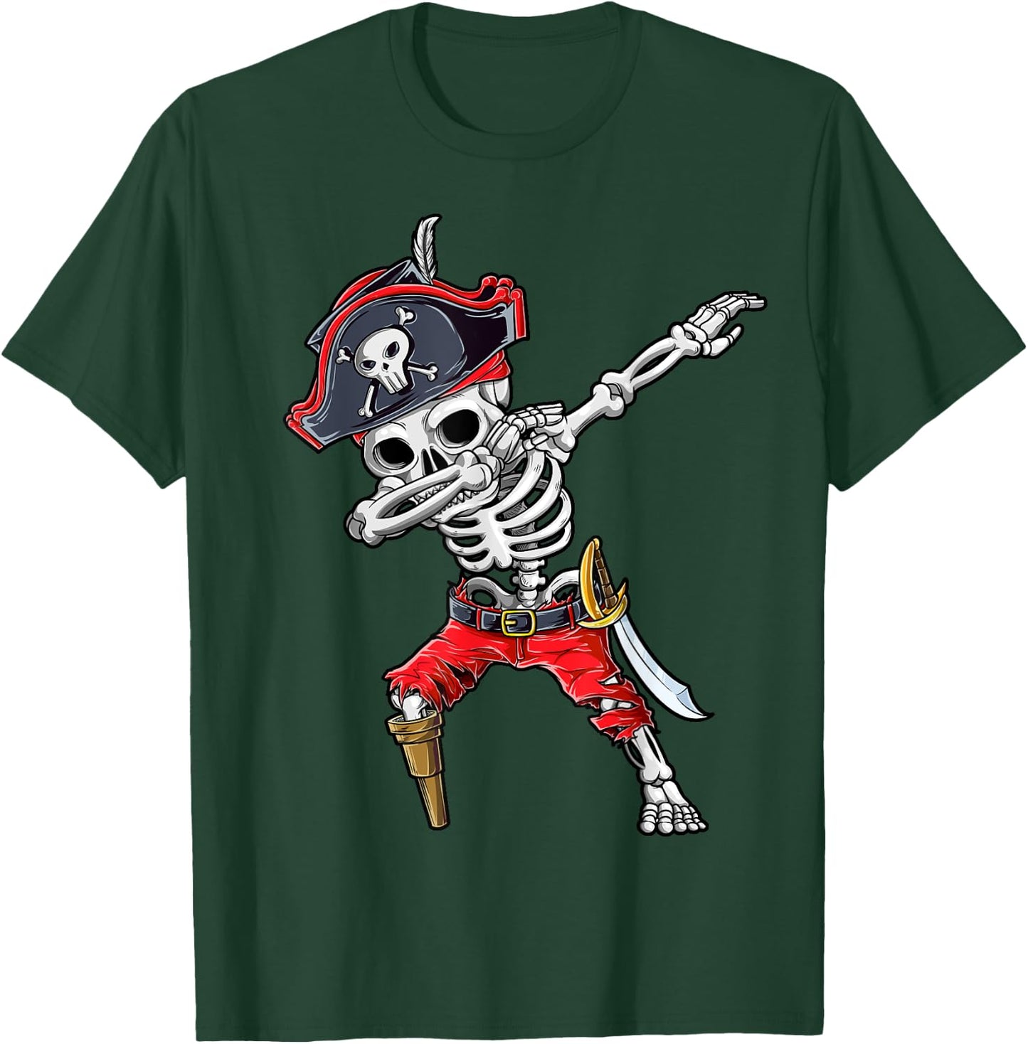 Dabbing Skeleton Pirate T Shirt Halloween Kids Jolly Roger T-Shirt - T-Shirt | Forest