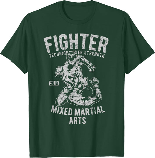 Vintage Retro MMA Shirt Men Boys Fighter Mixed Martial Arts T-Shirt - T-Shirt | Forest