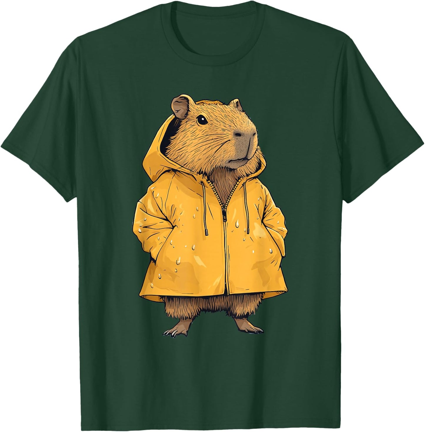 Capybara Wearing A Raincoat T-Shirt - T-Shirt | Forest