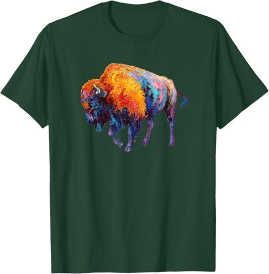 Buffalo Shirt American Bison Shirt Adult Black Small Classic Fit Short Sleeve Round Neck Buffalo Plaid Design T-Shirt - T-Shirt | Forest