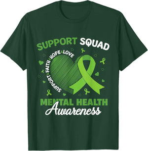 Support Squad Sunflower Hair Mental Health Awareness T-Shirt - T-Shirt | Forest