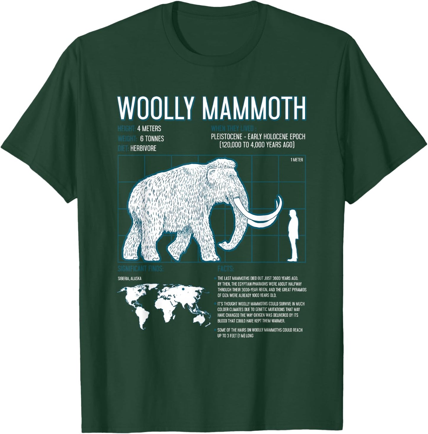 Woolly Mammoth Shirt Facts Extinct Animals Vintage Gifts T-Shirt - T-Shirt | Forest