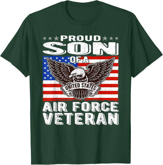 Proud Son Of US Air Force Veteran Patriotic Military Family T-Shirt - T-Shirt | Forest
