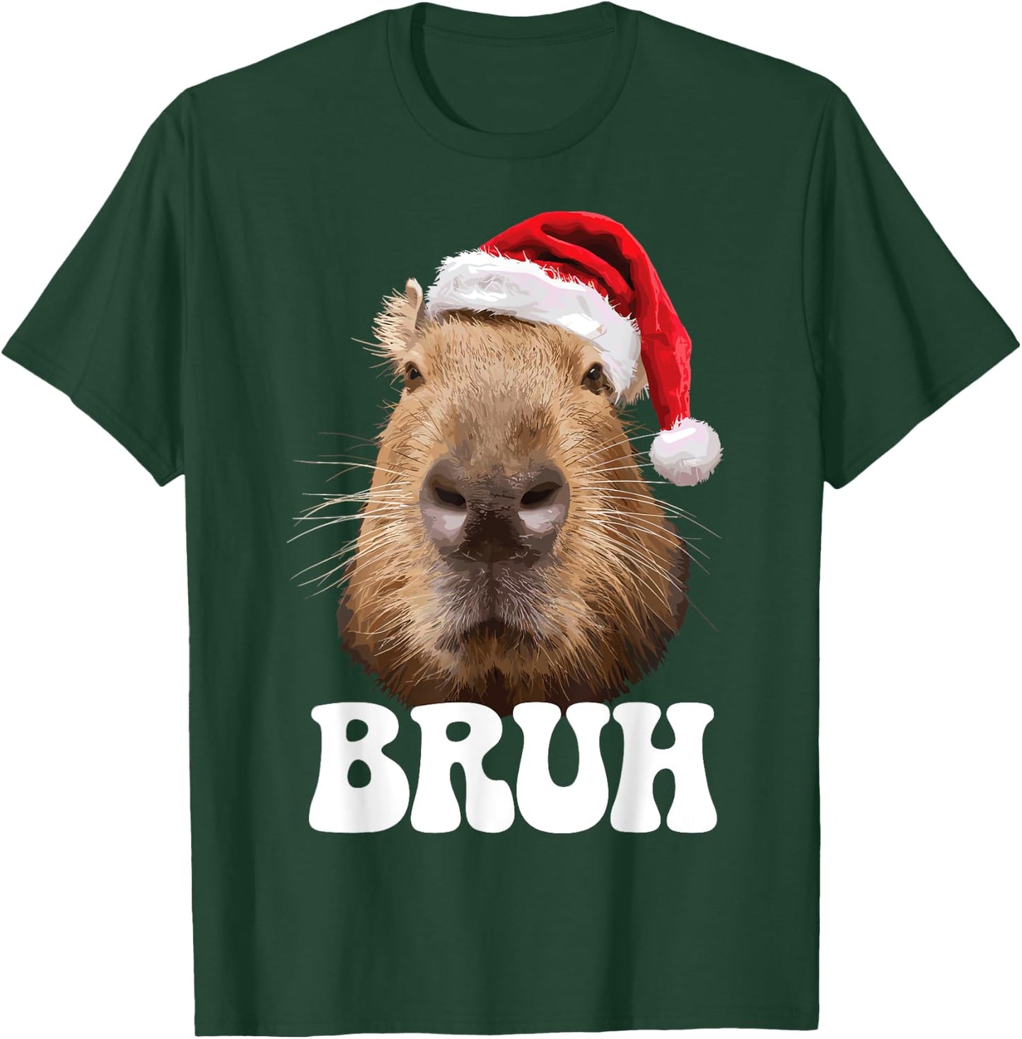 Capybara Bruh Funny Santa Hat Christmas Season Capybara T-Shirt - T-Shirt | Forest