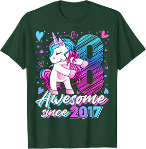 8 Year Old Unicorn Gifts For Girls 8th Birthday Girl Party T-Shirt - T-Shirt | Forest