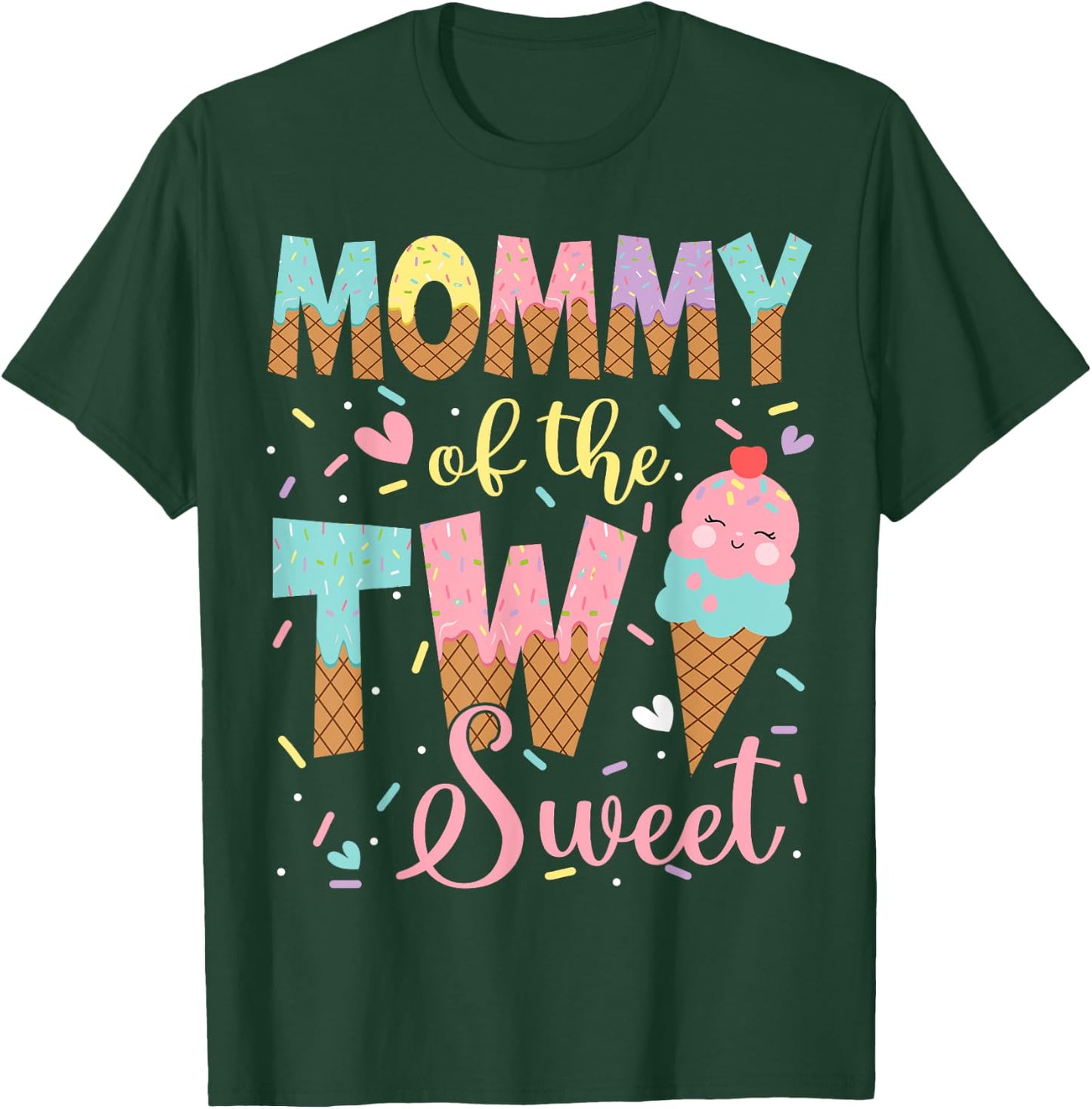 Mommy Of The Two Sweet 2Nd Birthday Girl Ice Cream T-Shirt - T-Shirt | Forest