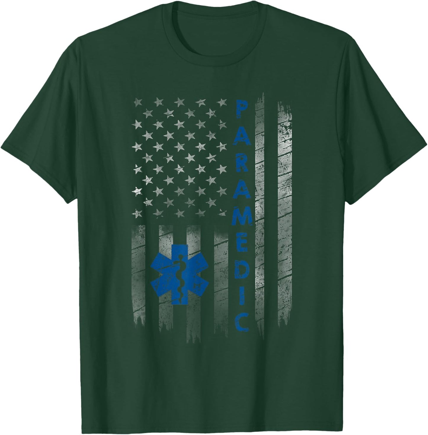 Vintage Paramedic American Flag USA Shirt EMS EMT Paramedic T-Shirt - T-Shirt | Forest