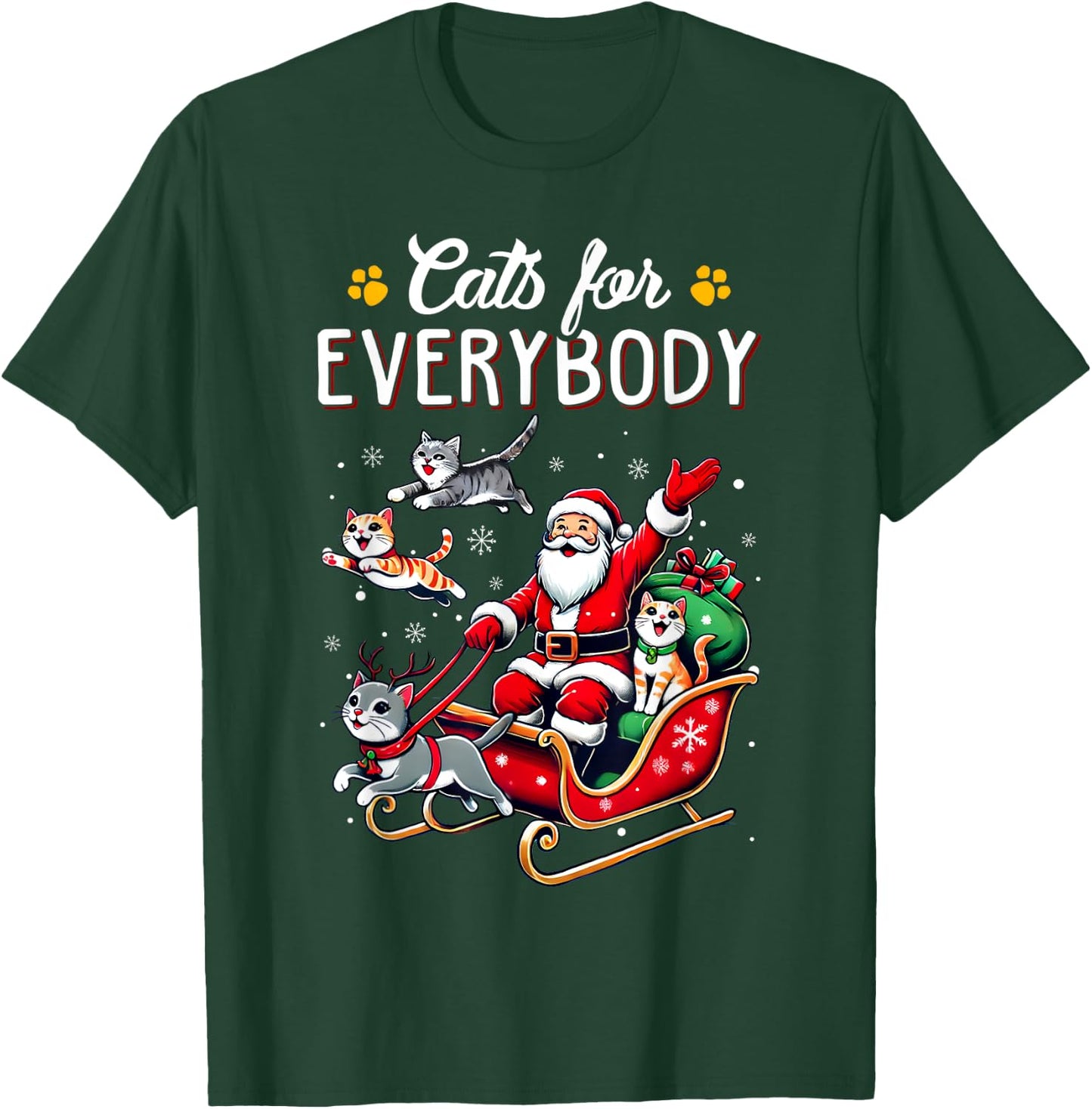 Cats For Everybody Christmas Cat Funny Xmas Men Women Santa T-Shirt - T-Shirt | Forest