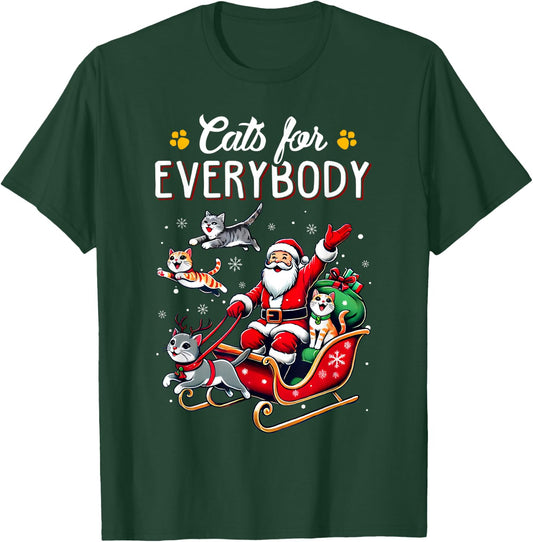 Cats For Everybody Christmas Cat Funny Xmas Men Women Santa T-Shirt - T-Shirt | Forest