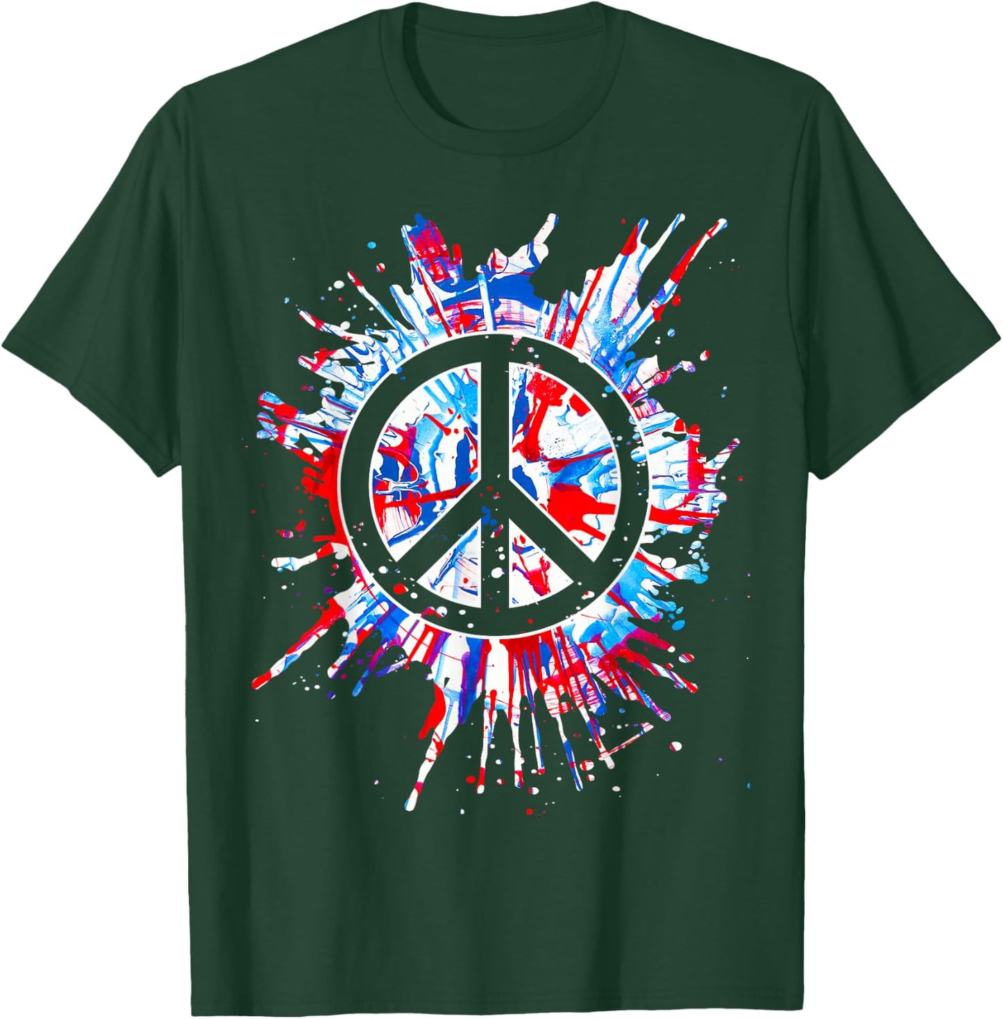 Peace Sign Red White Blue Patriotic Hippie Tie Dye T-Shirt - T-Shirt | Forest