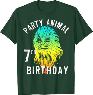 Star Wars Chewie Party Animal 7th Birthday Color Portrait T-Shirt - T-Shirt | Forest