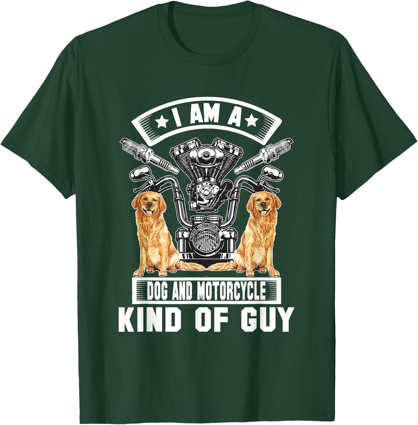 Motorcycle And Dog Bike Riding Dad Biker Labrador Men Women T-Shirt - T-Shirt | Forest