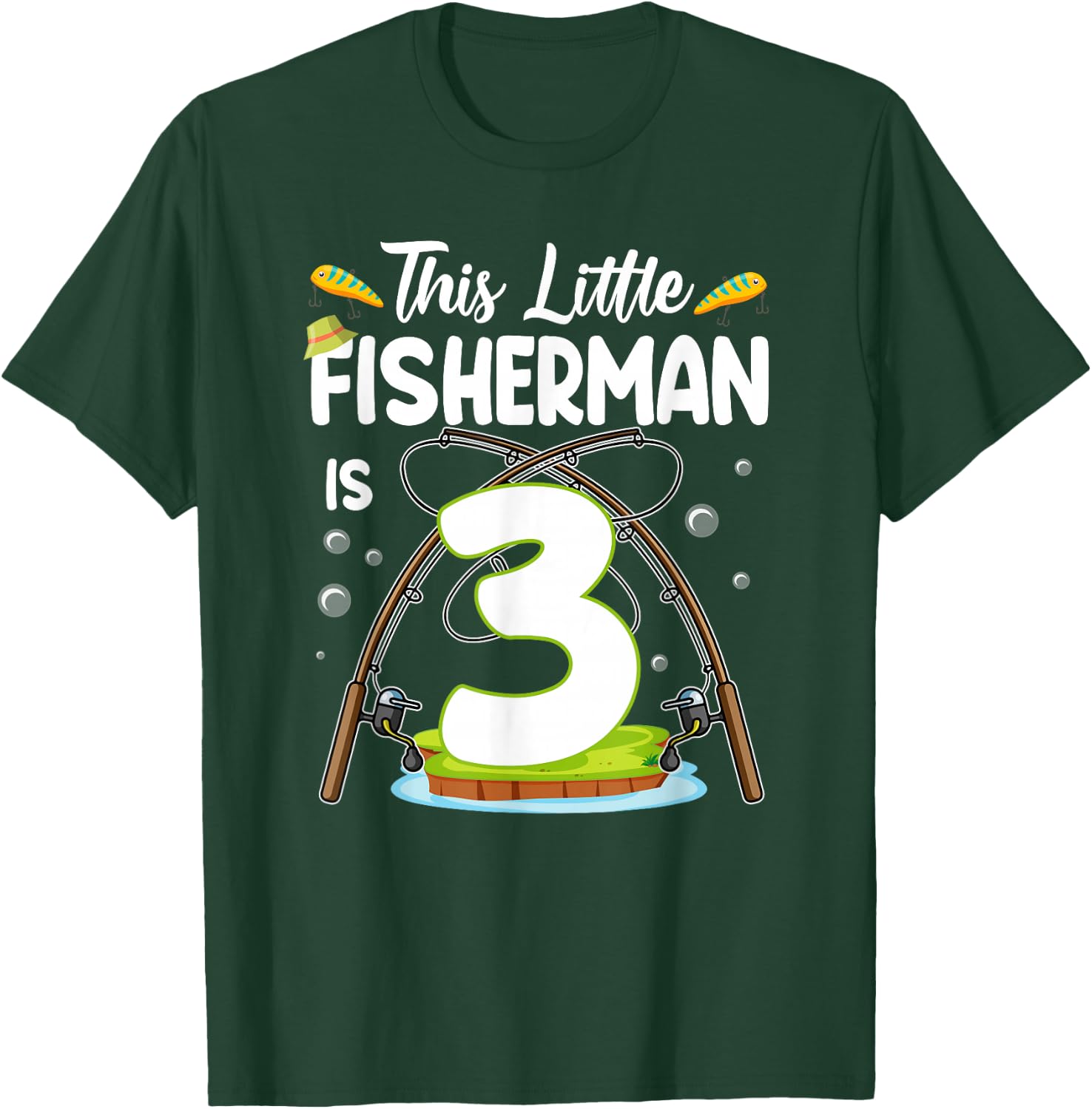This Little Fisherman Is 3 Year Old Birthday 3rd Fishing T-Shirt - T-Shirt | Forest
