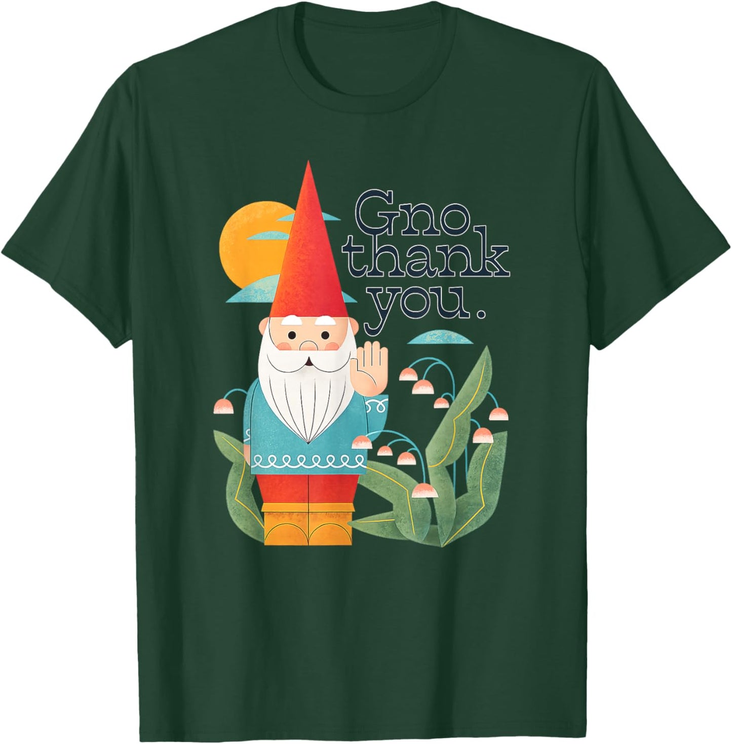 Funny Garden Gnome Pun, Gno Thank You Vintage Humor T-Shirt - T-Shirt | Forest